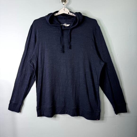 Faherty Other - Faherty Sunwashed Slub Hoodie Shirt in Blue Nights Organic Cotton Men's Size XXL